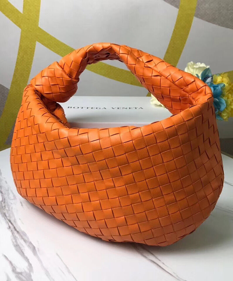 Bottega Veneta Rounded Hobo Bag In Intrecciato Nappa Orange